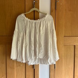 LOFT cream, versatile on/off shoulder top. Size S but oversized.